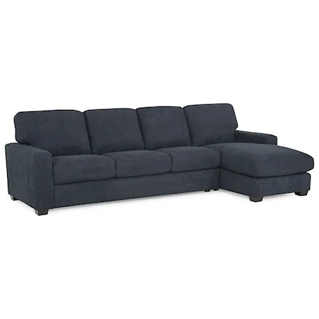 Contemporary Chaise Sofa with Track Arms